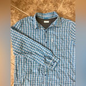 Columbia Blue Plaid Long Sleeve Button Down Shirt Mens Size XL